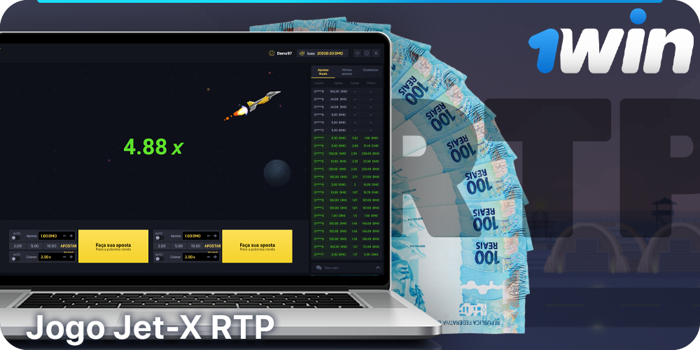 RTP em um jogo Jet-X a 1Win no Brasil