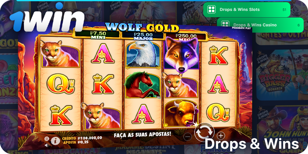 Drops & Wins categorias no 1Win Cassino