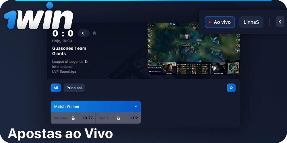 Faça apostas ciberesportivas ao vivo em 1Win