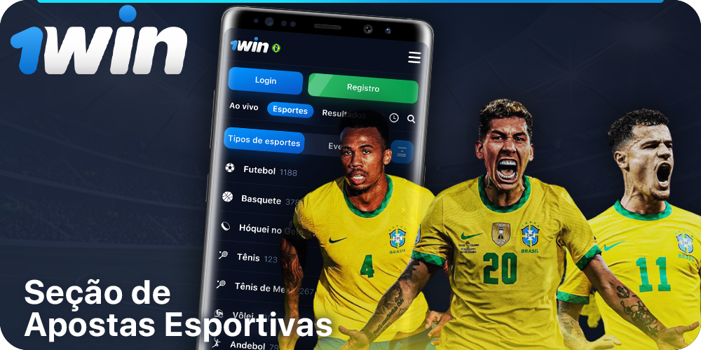 Seção de apostas para jogadores brasileiros no aplicativo móvel 1Win