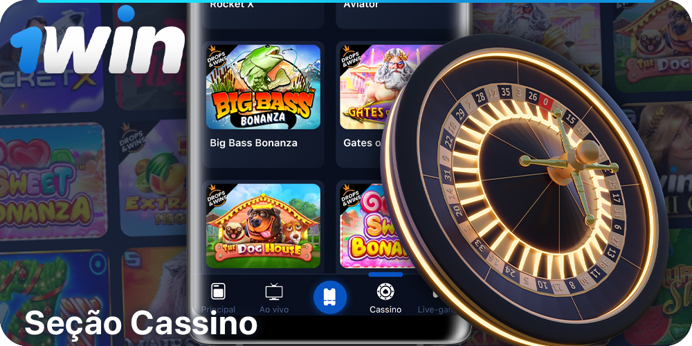 Seção de jogos de cassino no aplicativo móvel 1Win