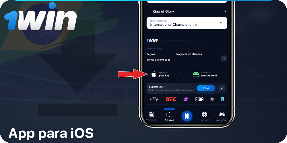 Aplicação móvel 1Win para iOS