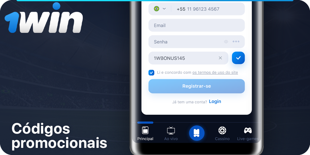 Usar os Códigos Promocionais no aplicativo móvel 1Win